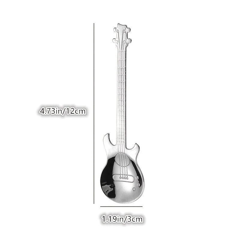 1 Stück kreativer Löffel in Gitarrenform für Kaffee, Tee, Desserts, Eis – Küchenzubehör aus Edelstahl