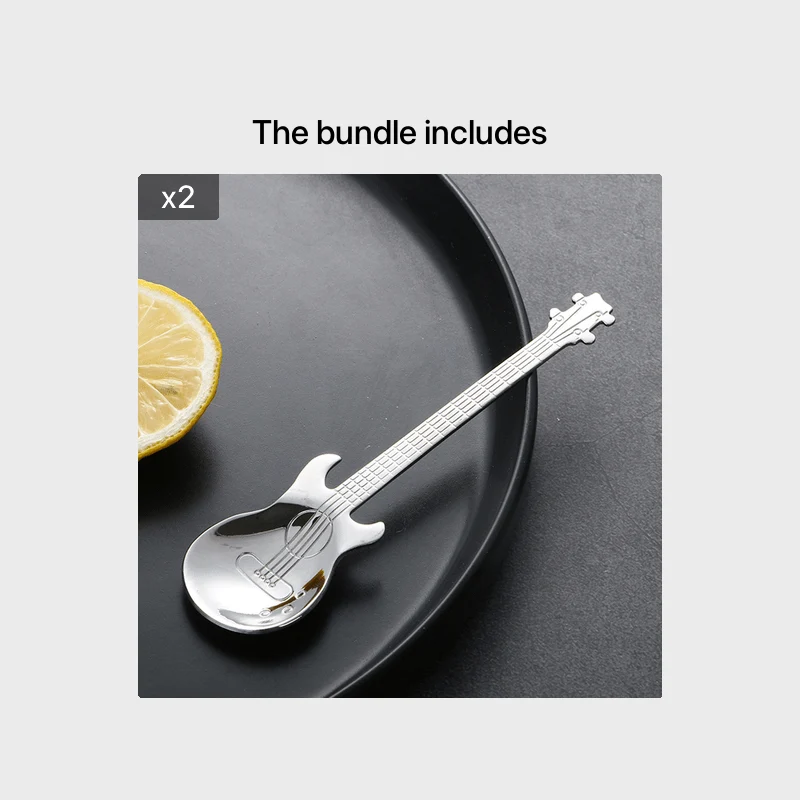 1 Stück kreativer Löffel in Gitarrenform für Kaffee, Tee, Desserts, Eis – Küchenzubehör aus Edelstahl