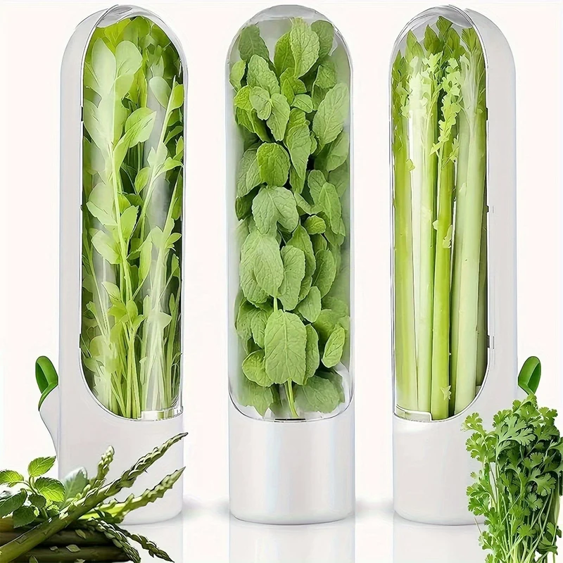 1/3/6 Stück Kräuter-Crisper, Gemüse-Crisper, Koriander-Kräuter-Crisper, Gemüsekonservierungsflasche, frische Lebensmittelkonservierung Koriander, Minze, Petersilie, Spargel, Vanille-Konservierungsbecher, Küchenbedarf