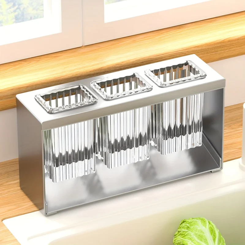 1-teiliges multifunktionales Abflussregal mit integrierter Drainage-Aufbewahrungsbox, Essstäbchenrohr für den Haushalt, Aufbewahrungsregal für Küchengeschirr, Aufbewahrungsregal für Messer, Gabel und Löffel