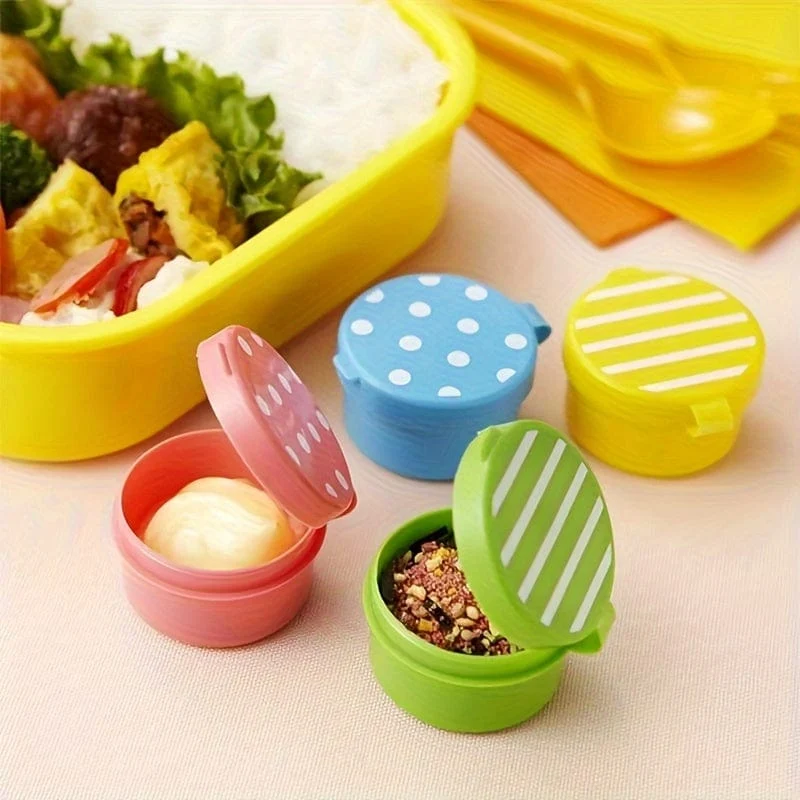 4 Stück, Mini-Sauce-Box, Mini-Ketchup-Flaschen, Gewürzflasche, tragbare Kunststoffbehälter, Flasche für Büro, Lunchbox, Picknick, Öl, Sojasauce, Honig, Salatdressing, Gewürzflasche, Küchenutensilien, Küchenzubehör