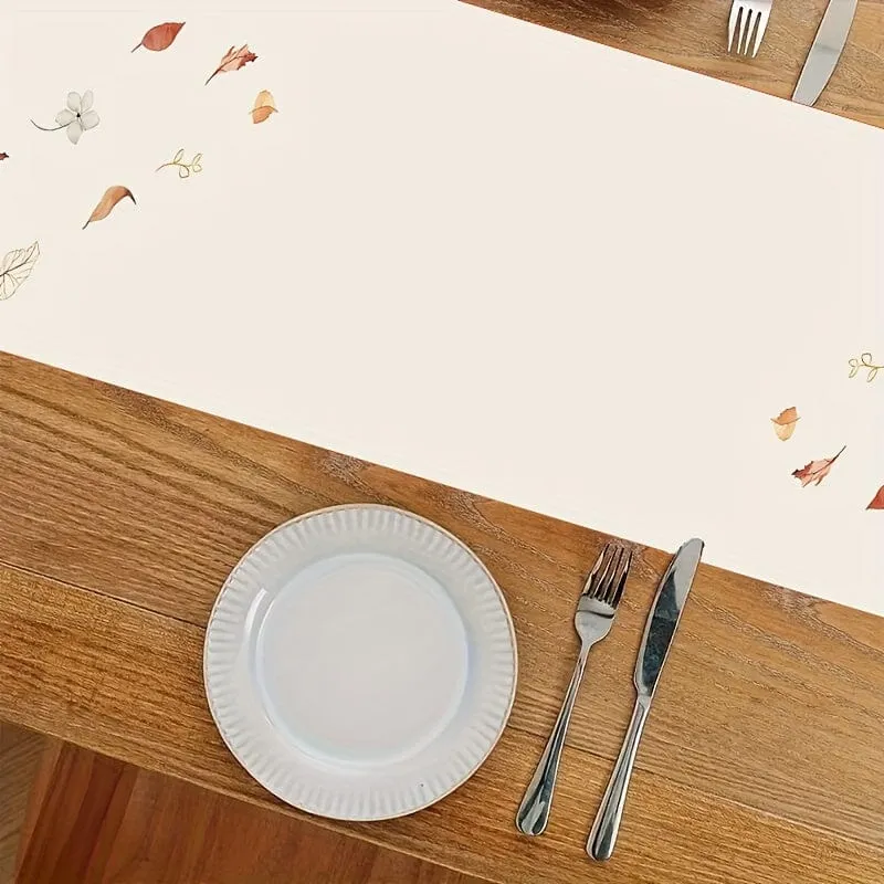 1 Stück, Tischläufer, bunter Kürbis-Tischläufer im Herbst, Aquarell-Erntedankfest, blaugrüne Ahornblätter, Tischschal, Heim- und Küchendekoration, Halloween-Herbstferien, Sackleinen-Esszimmer, Halloween-Dekoration, Geschenk