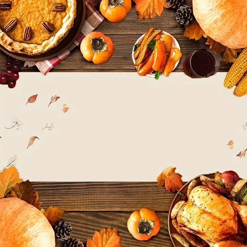 1 Stück, Tischläufer, bunter Kürbis-Tischläufer im Herbst, Aquarell-Erntedankfest, blaugrüne Ahornblätter, Tischschal, Heim- und Küchendekoration, Halloween-Herbstferien, Sackleinen-Esszimmer, Halloween-Dekoration, Geschenk