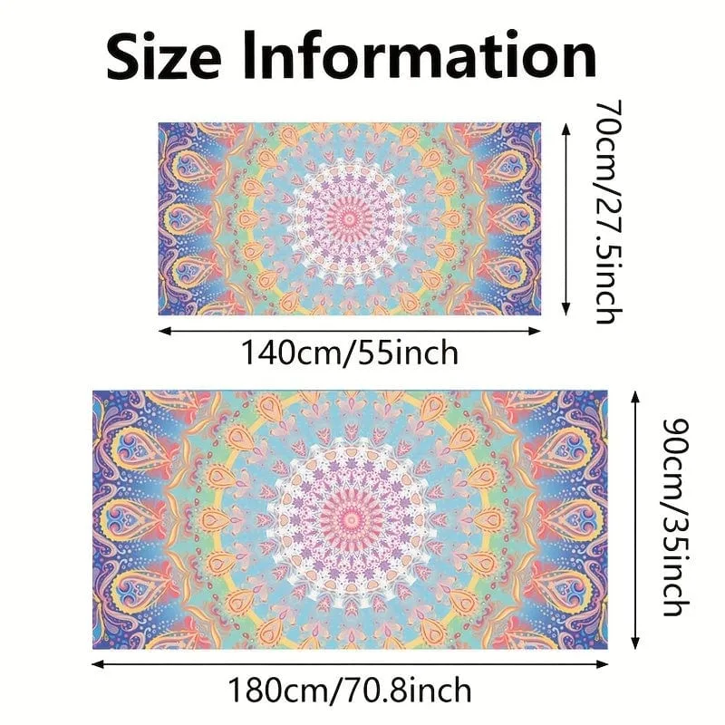 1 Stück Strandtuch mit Mandala-Muster, schnell trocknendes, weiches, saugfähiges Strandtuch, für Outdoor-Reisen, Camping, Sommerurlaub, Schwimmbadzubehör, Strandutensilien