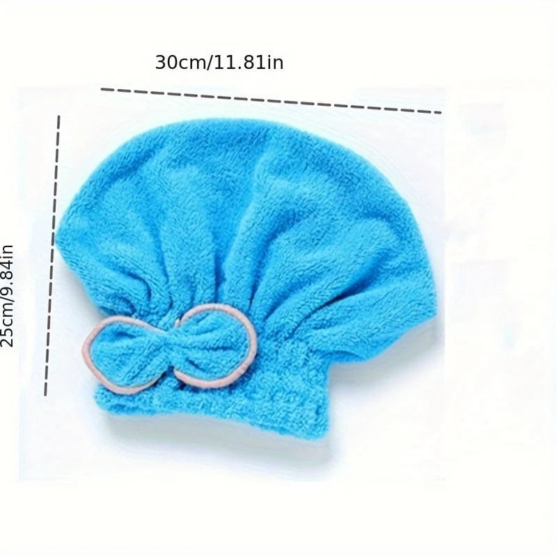 1 Stück schnell trocknende Duschhauben für Damen, Mikrofaser-Haartuch aus Korallensamt mit Schleife, perfekt für Badezimmer und Salon, Badezimmerzubehör, Badezimmerzubehör