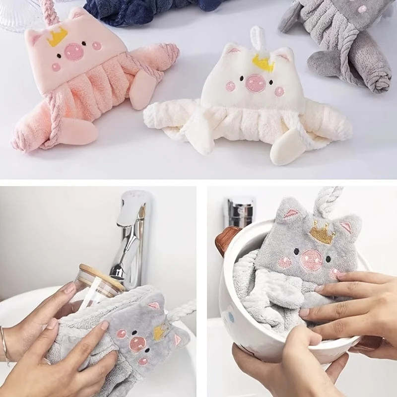 1 Stück Mikrofaser-Handtücher, kleines Schweinchen-Handtuch, Haushalt und saugfähig, Küchentuch, Lazy Rag Handtuch, Badezimmer-Accessoires