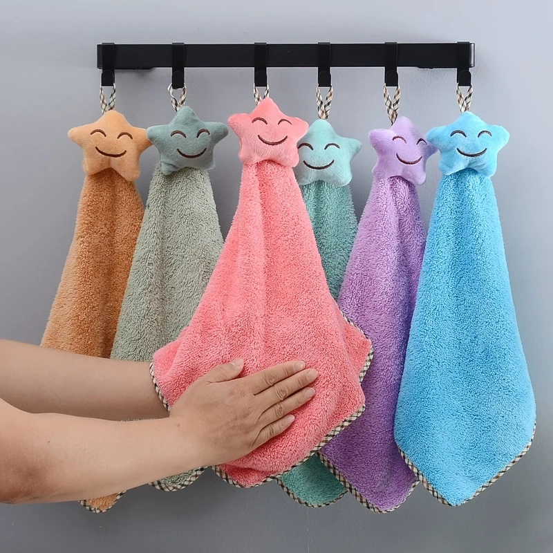 1 Stück weiches und saugfähiges Korallenvlies-Handtuch mit Umhängeband – perfekt für Badezimmer und Küche