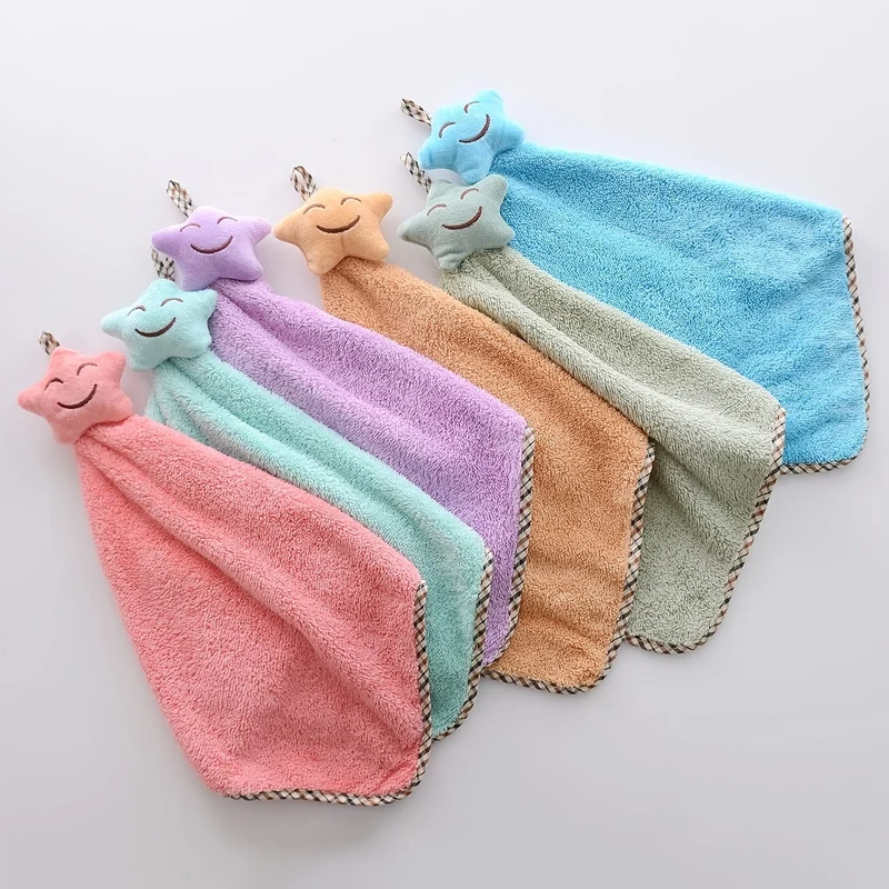 1 Stück weiches und saugfähiges Korallenvlies-Handtuch mit Umhängeband – perfekt für Badezimmer und Küche