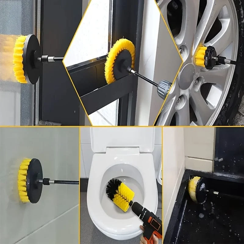 7-teiliges Bohrbürsten-Aufsatzset, Power Scrubber Wash Reinigungsbürsten-Werkzeugsatz, Allzweck-Bohrbürste mit Verlängerung für Fugenboden, Badewanne, Duschfliesen, Badezimmer, Küchenoberfläche und Auto