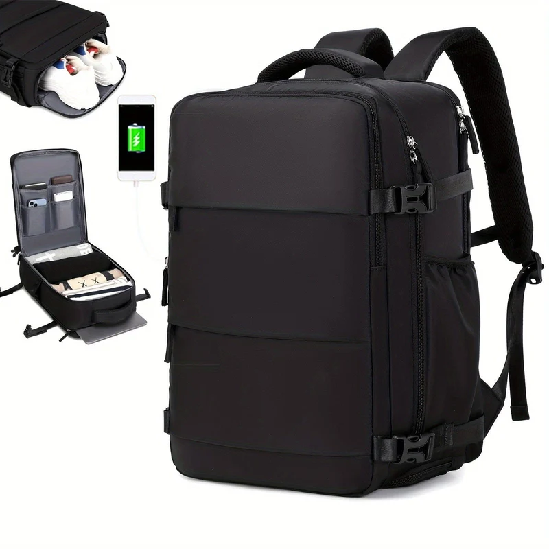 Reiserucksack für Herren, wasserdichter Computer-Rucksack, mit Schuhfach, Computer-Handgepäck-Rucksack