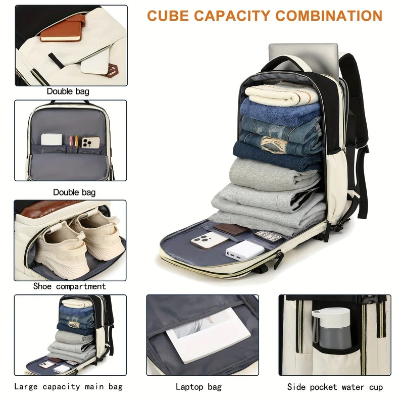 Reiserucksack für Herren, wasserdichter Computer-Rucksack, mit Schuhfach, Computer-Handgepäck-Rucksack