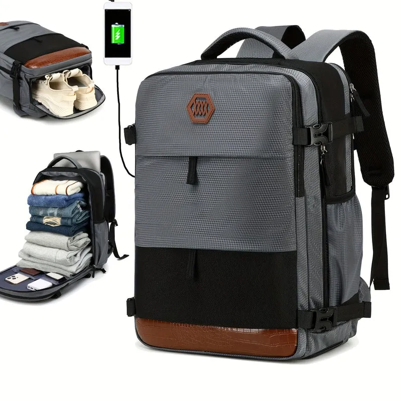 Reiserucksack für Herren, wasserdichter Computer-Rucksack, mit Schuhfach, Computer-Handgepäck-Rucksack