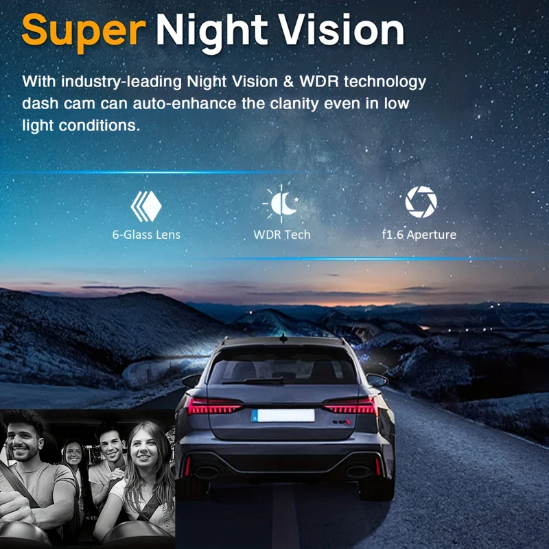 Dash-Kamera vorne und innen, 8.03 cm Dash-Cam 1080P, G-Sensor, HD-Nachtsicht-Loop-Aufnahme, Weitwinkel-Auto-DVR (Position der blauen Fotodiode ist zufällig)