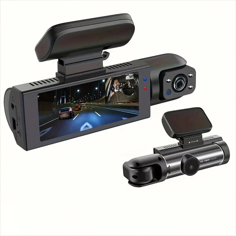 Dash-Kamera vorne und innen, 8.03 cm Dash-Cam 1080P, G-Sensor, HD-Nachtsicht-Loop-Aufnahme, Weitwinkel-Auto-DVR (Position der blauen Fotodiode ist zufällig)