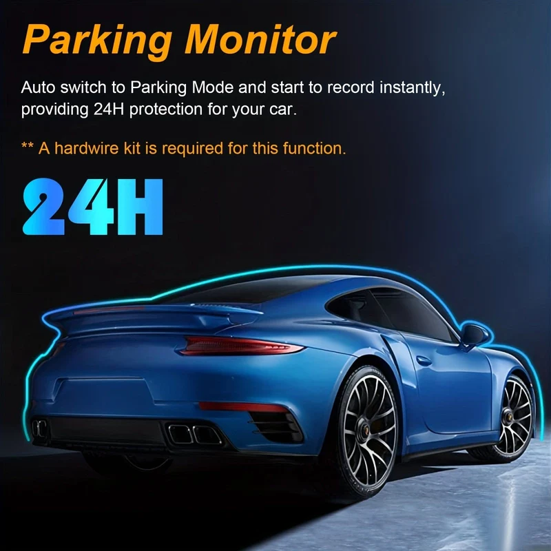 Dash-Kamera vorne und innen, 8.03 cm Dash-Cam 1080P, G-Sensor, HD-Nachtsicht-Loop-Aufnahme, Weitwinkel-Auto-DVR (Position der blauen Fotodiode ist zufällig)