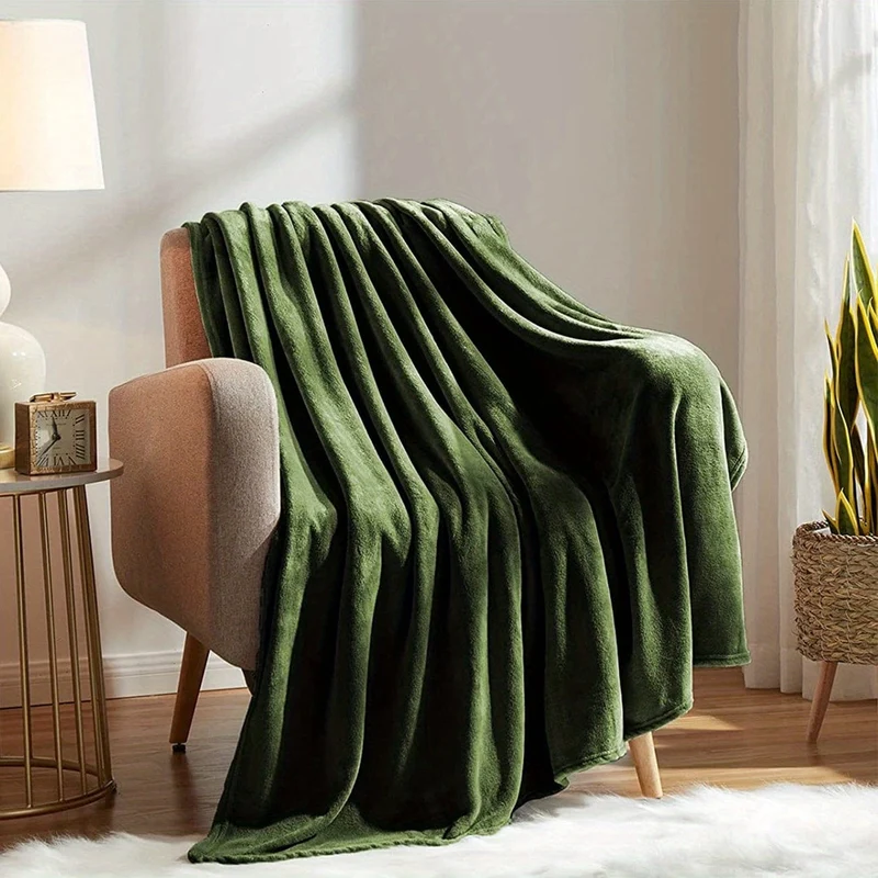 1 Stück einfarbige Flanelldecke, warme, gemütliche, weiche Bettdecke für Couch, Bett, Sofa