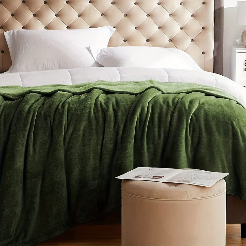 1 Stück einfarbige Flanelldecke, warme, gemütliche, weiche Bettdecke für Couch, Bett, Sofa