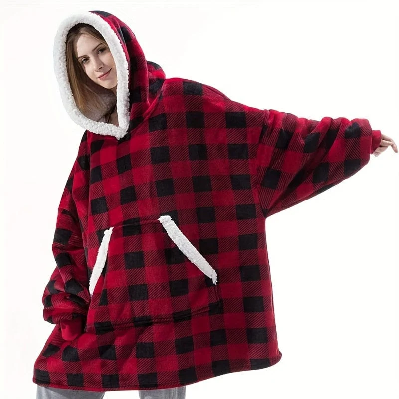 1 Stück, superweiche, warme und bequeme tragbare Kapuzendecke mit großen Taschen – perfekt für Männer und Frauen, Weihnachtsdekoration, Weihnachtsparty-Zubehör