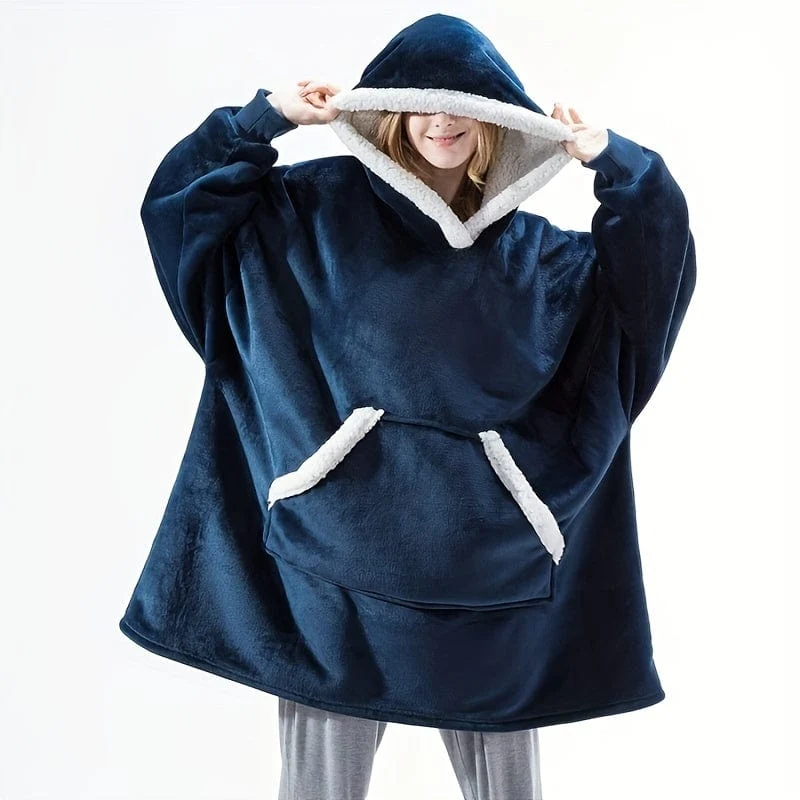 1 Stück, superweiche, warme und bequeme tragbare Kapuzendecke mit großen Taschen – perfekt für Männer und Frauen, Weihnachtsdekoration, Weihnachtsparty-Zubehör