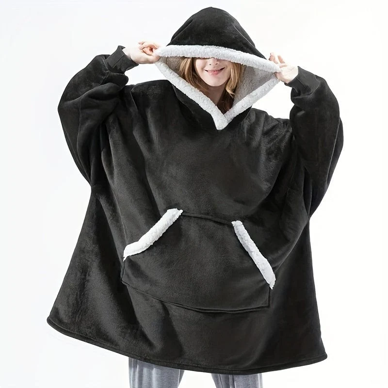 1 Stück, superweiche, warme und bequeme tragbare Kapuzendecke mit großen Taschen – perfekt für Männer und Frauen, Weihnachtsdekoration, Weihnachtsparty-Zubehör