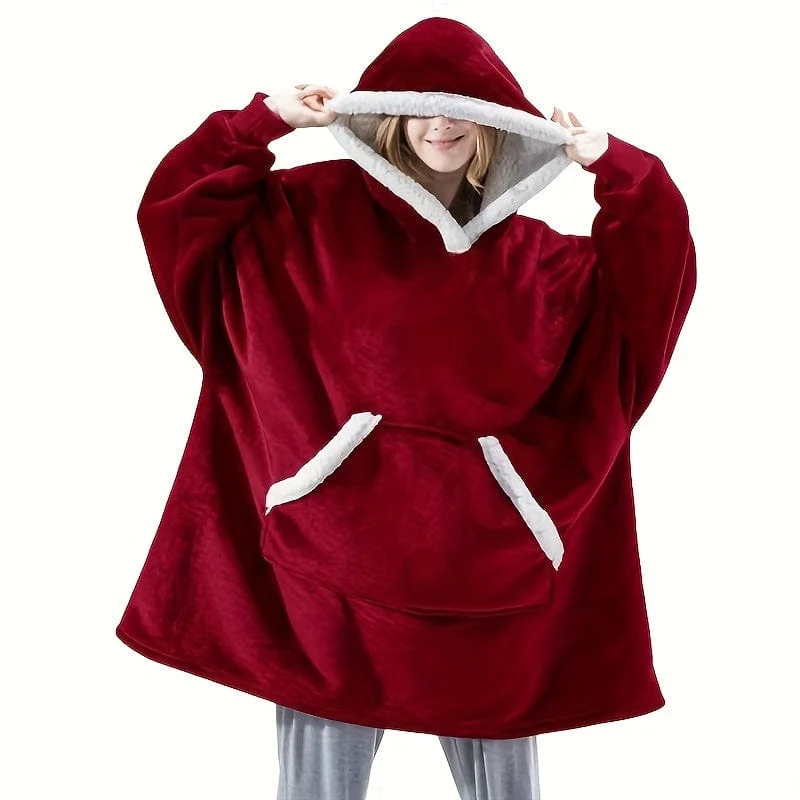 1 Stück, superweiche, warme und bequeme tragbare Kapuzendecke mit großen Taschen – perfekt für Männer und Frauen, Weihnachtsdekoration, Weihnachtsparty-Zubehör