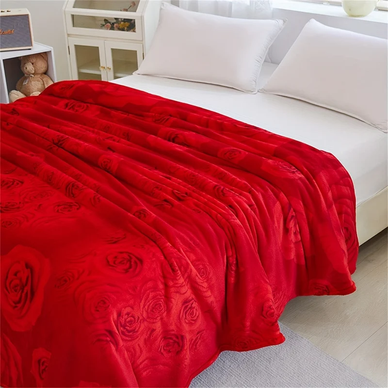 1 Stück Bettdecke mit Rosenmuster, weiche, bequeme Decke für Sofa, Büro, Bett, Camping, Reisen, Valentinstag-Geschenkdecke