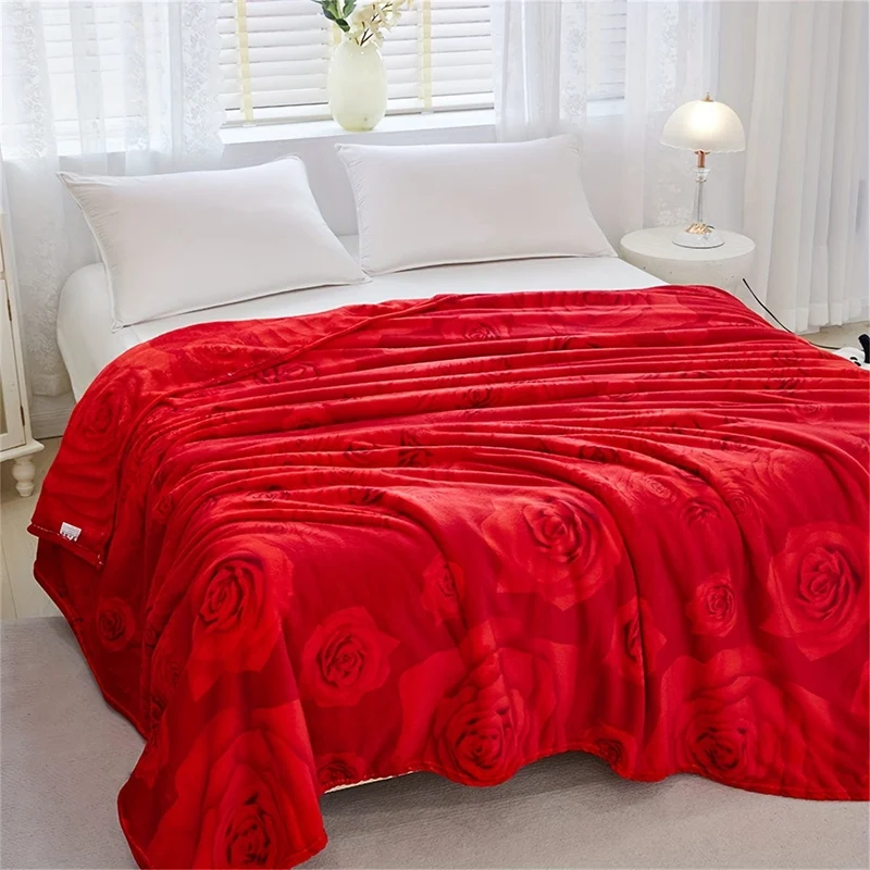 1 Stück Bettdecke mit Rosenmuster, weiche, bequeme Decke für Sofa, Büro, Bett, Camping, Reisen, Valentinstag-Geschenkdecke
