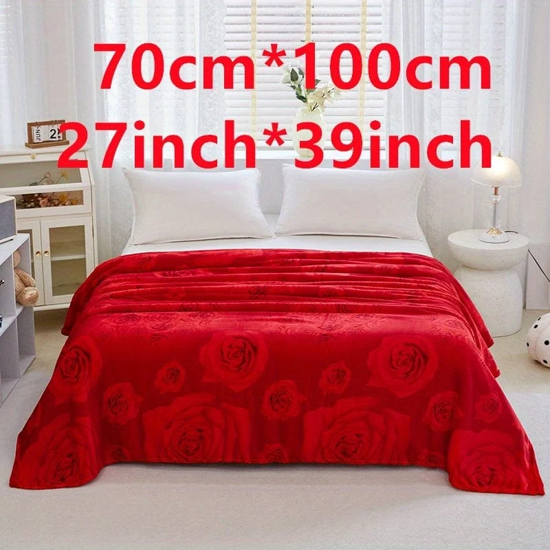 1 Stück Bettdecke mit Rosenmuster, weiche, bequeme Decke für Sofa, Büro, Bett, Camping, Reisen, Valentinstag-Geschenkdecke