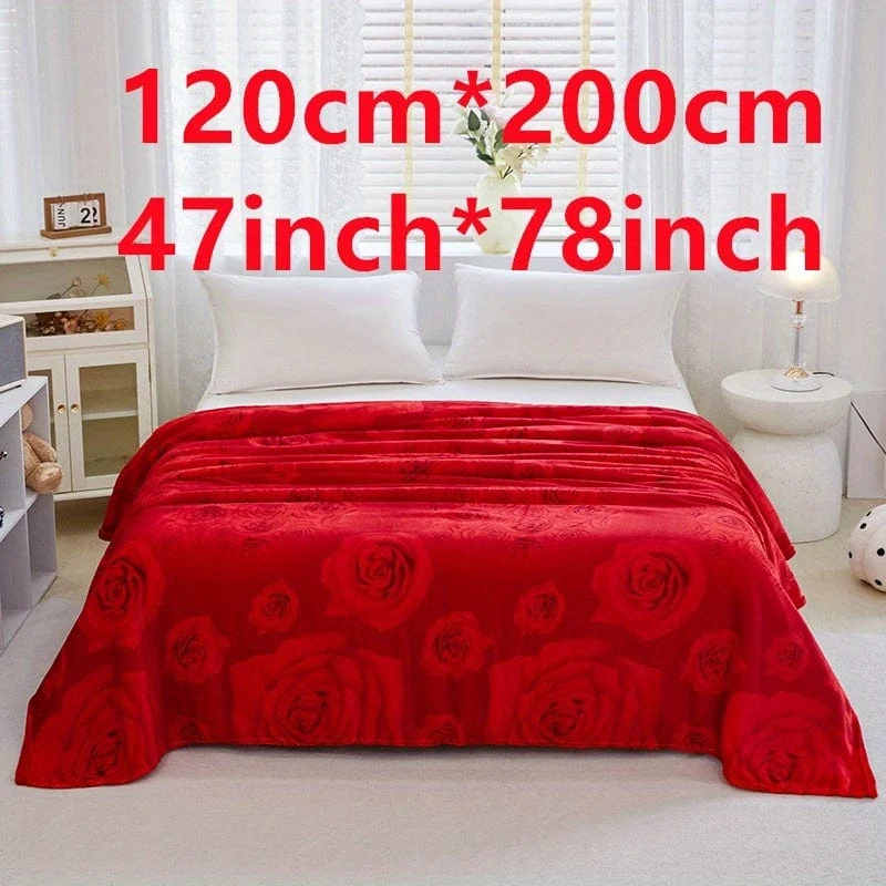 1 Stück Bettdecke mit Rosenmuster, weiche, bequeme Decke für Sofa, Büro, Bett, Camping, Reisen, Valentinstag-Geschenkdecke