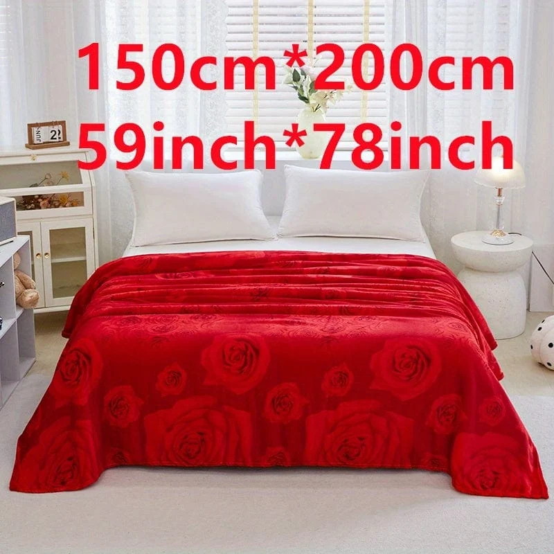 1 Stück Bettdecke mit Rosenmuster, weiche, bequeme Decke für Sofa, Büro, Bett, Camping, Reisen, Valentinstag-Geschenkdecke