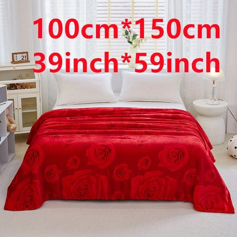 1 Stück Bettdecke mit Rosenmuster, weiche, bequeme Decke für Sofa, Büro, Bett, Camping, Reisen, Valentinstag-Geschenkdecke