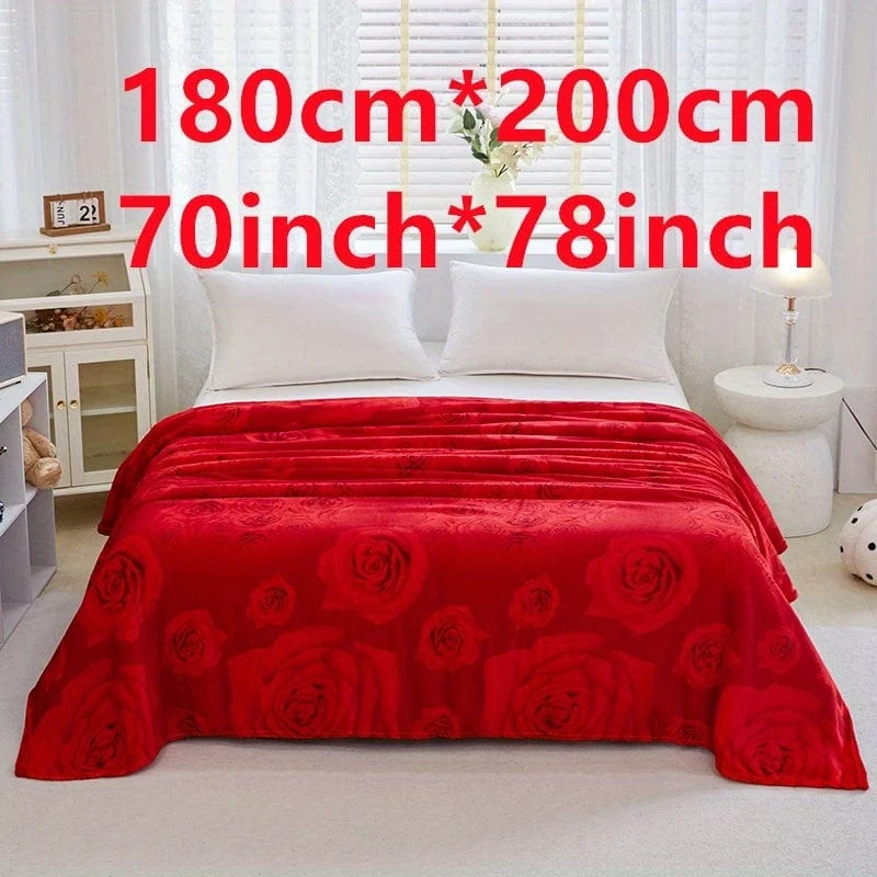 1 Stück Bettdecke mit Rosenmuster, weiche, bequeme Decke für Sofa, Büro, Bett, Camping, Reisen, Valentinstag-Geschenkdecke