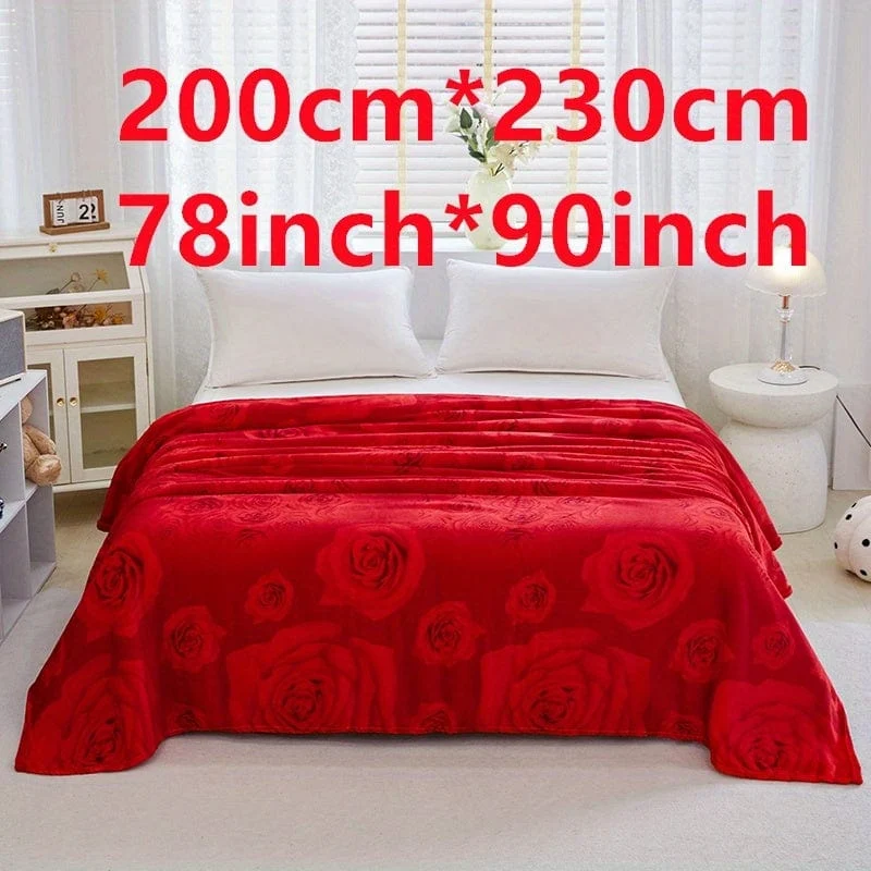 1 Stück Bettdecke mit Rosenmuster, weiche, bequeme Decke für Sofa, Büro, Bett, Camping, Reisen, Valentinstag-Geschenkdecke