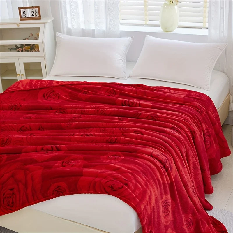 1 Stück Bettdecke mit Rosenmuster, weiche, bequeme Decke für Sofa, Büro, Bett, Camping, Reisen, Valentinstag-Geschenkdecke