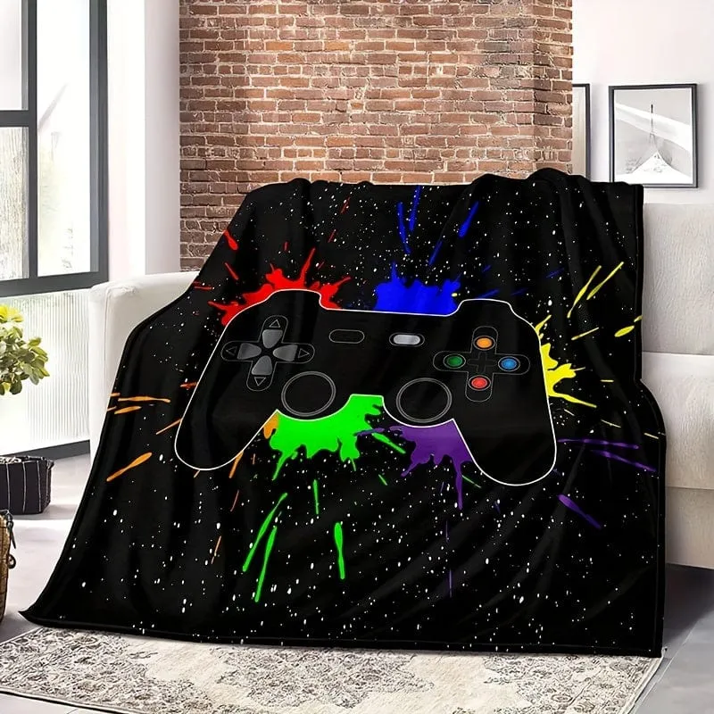 1 Stück Flanelldecke, Decke mit Computer-Gamer-Muster, gemütliche, warme, weiche Decke für Sofa, Büro, Bett und Reisen