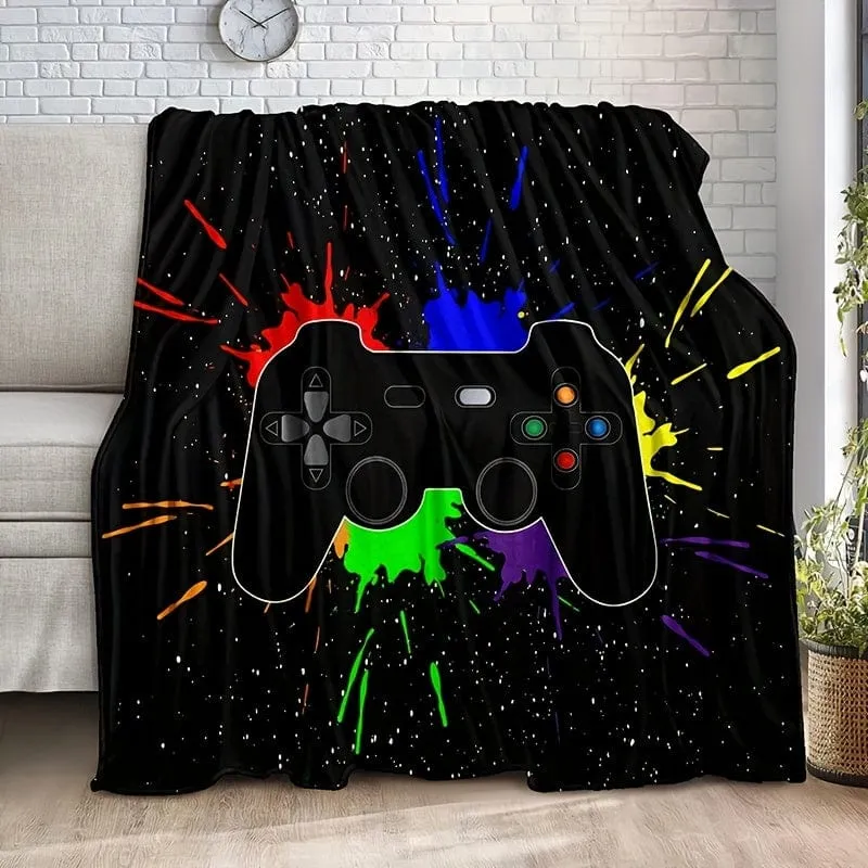 1 Stück Flanelldecke, Decke mit Computer-Gamer-Muster, gemütliche, warme, weiche Decke für Sofa, Büro, Bett und Reisen