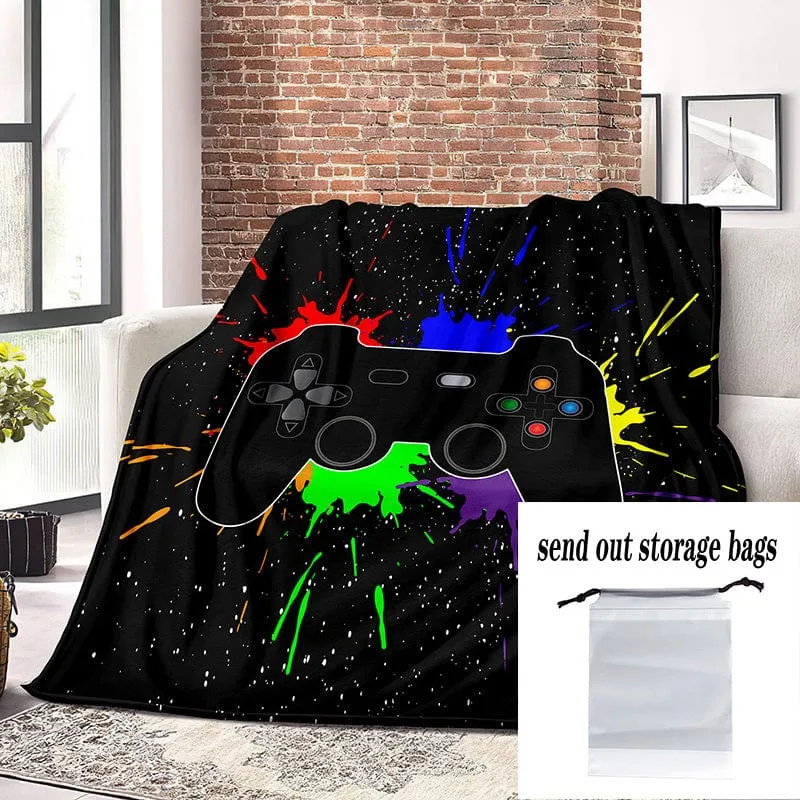 1 Stück Flanelldecke, Decke mit Computer-Gamer-Muster, gemütliche, warme, weiche Decke für Sofa, Büro, Bett und Reisen