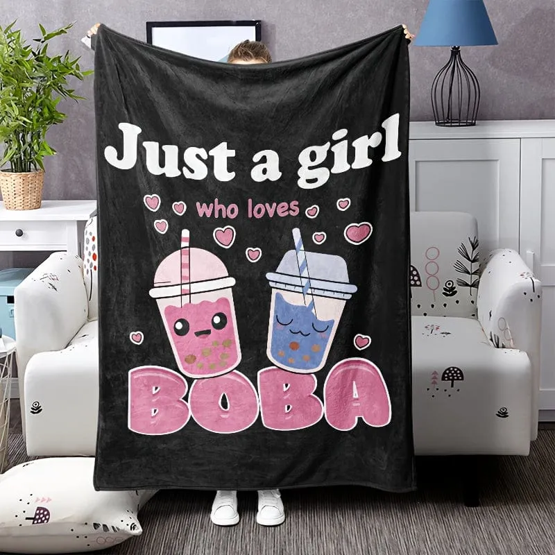1 Stück Anime-Decken, Plüsch-Boba-Milchtee-Wolldecken, süße Geschenke für Mädchen, die Boba lieben, bequeme Füllung, superweiche und leichte Flanelldecken und Laken für Betten und Stühle