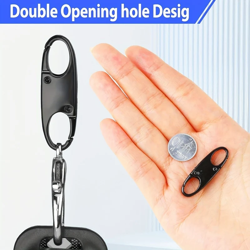 4 Stück doppelte kleine Karabiner-Clips, S-förmiger Karabiner, Schlüsselanhänger, kleiner Legierungs-Karabinerhaken-Reißverschluss-Clip zum Angeln/Camping/im Freien, Reißverschluss-Schloss, Reißverschluss-Zug-Ersatz, Verbindungs-Reißverschluss-Clips, Diebstahlschutz