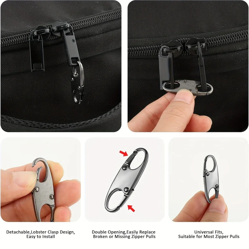 4 Stück doppelte kleine Karabiner-Clips, S-förmiger Karabiner, Schlüsselanhänger, kleiner Legierungs-Karabinerhaken-Reißverschluss-Clip zum Angeln/Camping/im Freien, Reißverschluss-Schloss, Reißverschluss-Zug-Ersatz, Verbindungs-Reißverschluss-Clips, Diebstahlschutz