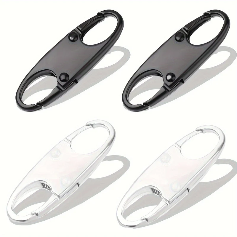 4 Stück doppelte kleine Karabiner-Clips, S-förmiger Karabiner, Schlüsselanhänger, kleiner Legierungs-Karabinerhaken-Reißverschluss-Clip zum Angeln/Camping/im Freien, Reißverschluss-Schloss, Reißverschluss-Zug-Ersatz, Verbindungs-Reißverschluss-Clips, Diebstahlschutz