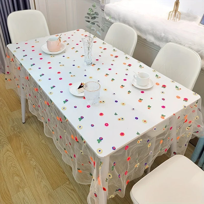 1 Stück Tischdecke aus europäischer Spitze, bestickte Tischdecke aus Polyester für Esszimmer, Couchtisch, Beistelltisch, Fernsehschrank, elegante Wohndekoration, Hochzeitsdekoration für den Garten im Freien