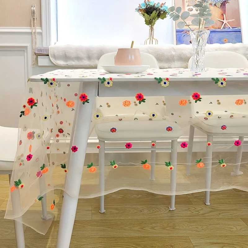 1 Stück Tischdecke aus europäischer Spitze, bestickte Tischdecke aus Polyester für Esszimmer, Couchtisch, Beistelltisch, Fernsehschrank, elegante Wohndekoration, Hochzeitsdekoration für den Garten im Freien
