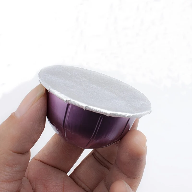100 Stück/Packung Kaffee-Werkzeuge, nachfüllbare Einweg-Kapseln, Deckel, 59 mm/2.32 Zoll Durchmesser, Aluminium-Dichtungsaufkleber für Nespresso Vertuo Plus automatische Kaffeemaschine