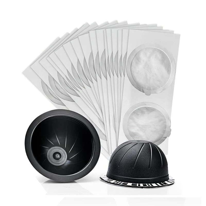 100 Stück/Packung Kaffee-Werkzeuge, nachfüllbare Einweg-Kapseln, Deckel, 59 mm/2.32 Zoll Durchmesser, Aluminium-Dichtungsaufkleber für Nespresso Vertuo Plus automatische Kaffeemaschine