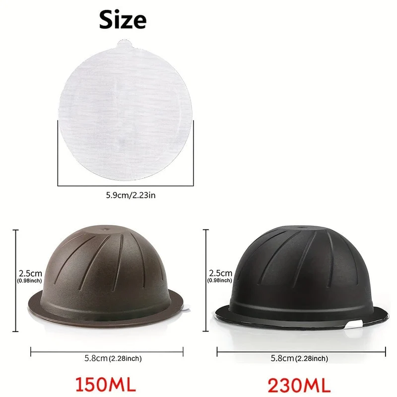 100 Stück/Packung Kaffee-Werkzeuge, nachfüllbare Einweg-Kapseln, Deckel, 59 mm/2.32 Zoll Durchmesser, Aluminium-Dichtungsaufkleber für Nespresso Vertuo Plus automatische Kaffeemaschine