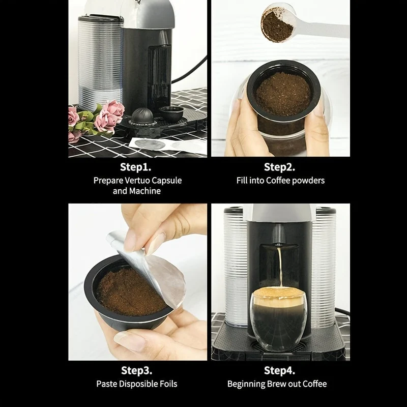 100 Stück/Packung Kaffee-Werkzeuge, nachfüllbare Einweg-Kapseln, Deckel, 59 mm/2.32 Zoll Durchmesser, Aluminium-Dichtungsaufkleber für Nespresso Vertuo Plus automatische Kaffeemaschine