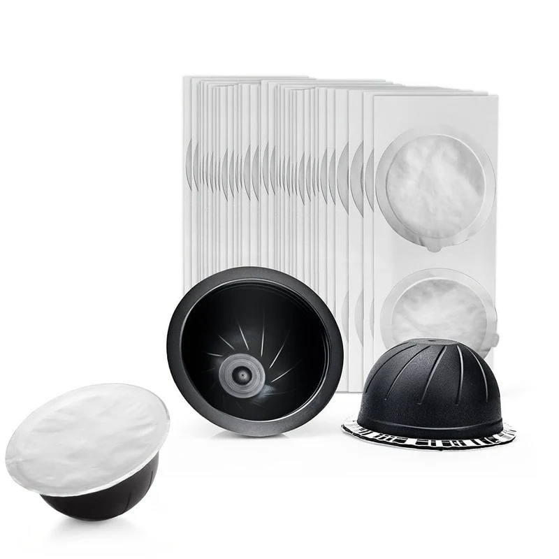 100 Stück/Packung Kaffee-Werkzeuge, nachfüllbare Einweg-Kapseln, Deckel, 59 mm/2.32 Zoll Durchmesser, Aluminium-Dichtungsaufkleber für Nespresso Vertuo Plus automatische Kaffeemaschine