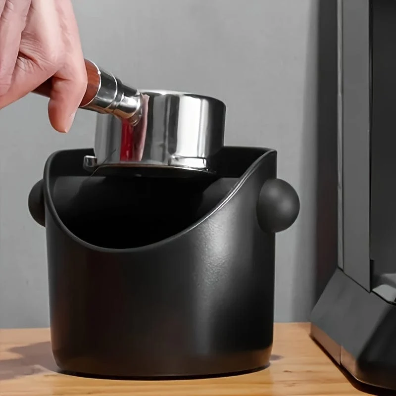 1 Stück, Espresso-Abklopfbox, gerade Form, Kaffee-Auffangbehälter für Kaffeesatz, Kaffeeabfallbehälter mit abnehmbarer Klopfstange und rutschfester Basis, stoßdämpfender, langlebiger Boden
