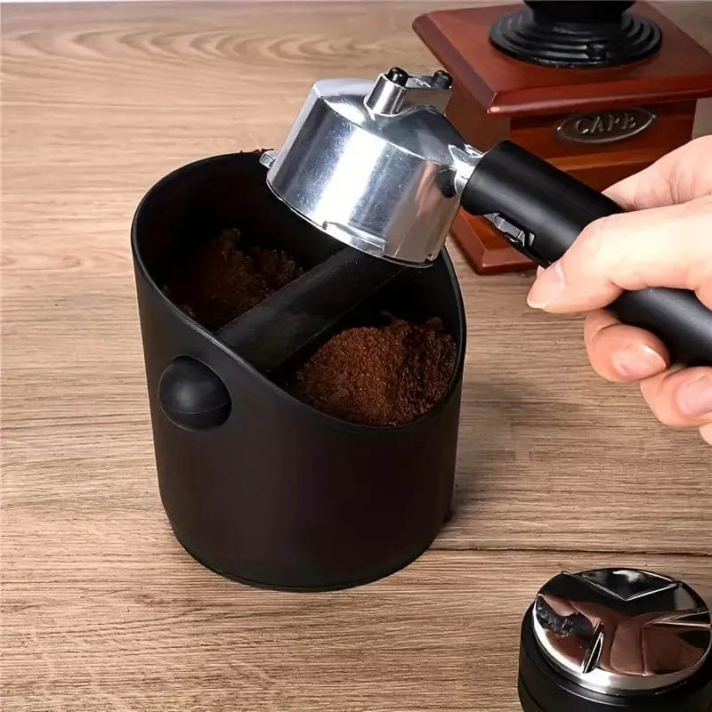 1 Stück, Espresso-Abklopfbox, gerade Form, Kaffee-Auffangbehälter für Kaffeesatz, Kaffeeabfallbehälter mit abnehmbarer Klopfstange und rutschfester Basis, stoßdämpfender, langlebiger Boden
